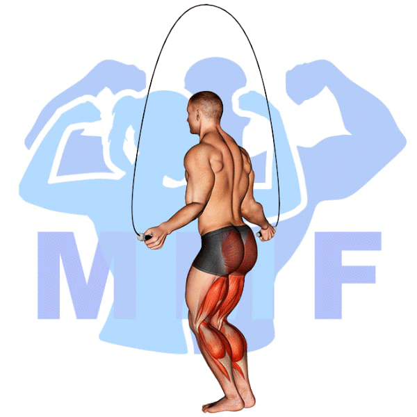 Graphic image of a muscular man performing Jump Rope.