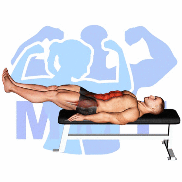 Graphic image of a muscular man performing Leg Lift Knee Raise.