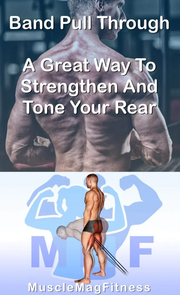 Pin image for band pull through post. With an image of a man performing the exercise on Top and a graphic of the exercise on the Bottom.