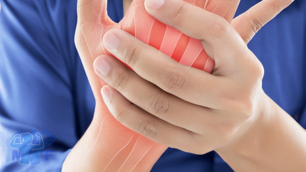 Person holding their wrist and hand in pain from a cumulative injury cycle.