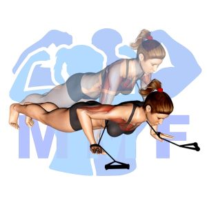 Graphic image of Resistance Band Push Ups.