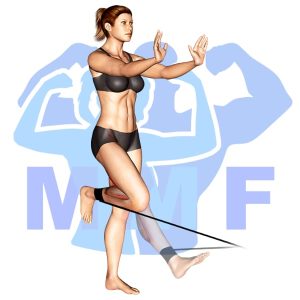 Graphic image of Resistance Band Single Leg Curls.