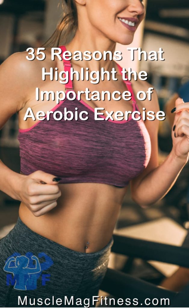 Pin image of beautiful fit woman  highlighting the importance of aerobic exercise
