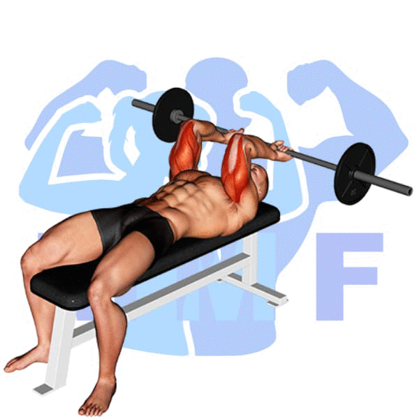 Graphic image of a fit man performing alternate cable triceps extensions.
