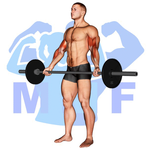 Graphic image of a fit man performing alternate cable triceps extensions.