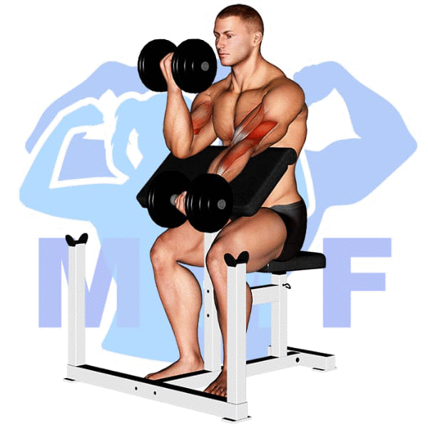 Graphic image of a fit man performing alternate cable triceps extensions.