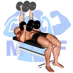 Graphic image of Dumbbell Close Grip Bench Press.