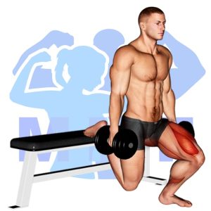 Graphic image of Dumbbell Romanian Split Squat.