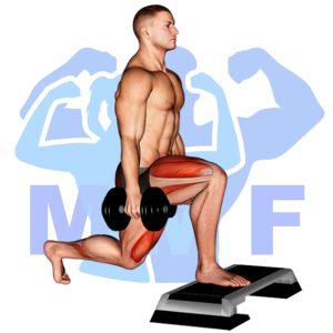 Graphic image of Elevated Dumbbell Split Squat.
