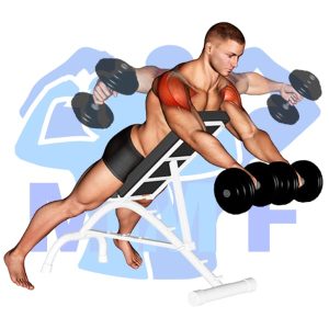 Graphic image of Incline Dumbbell Rotating Lateral Raise.