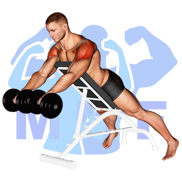 Man Performing Incline Dumbbell Rotating Lateral Raise