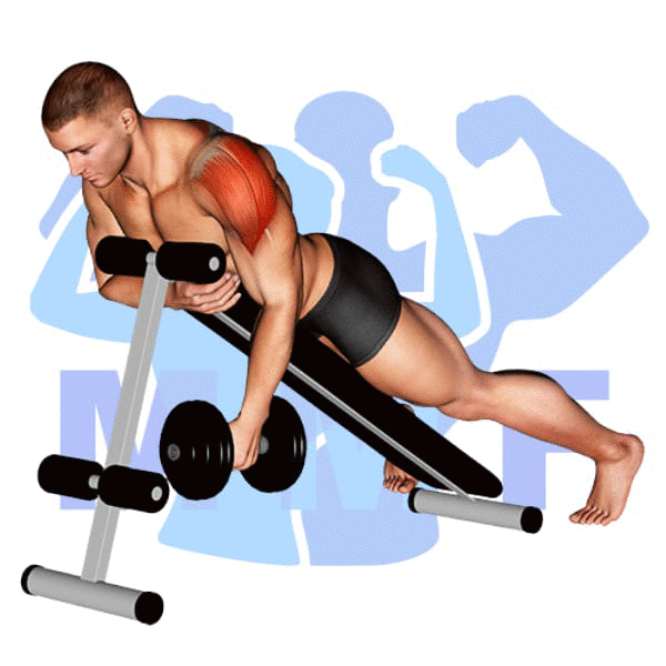 Man Performing Incline Dumbbell Single Arm Rear Lateral Raise