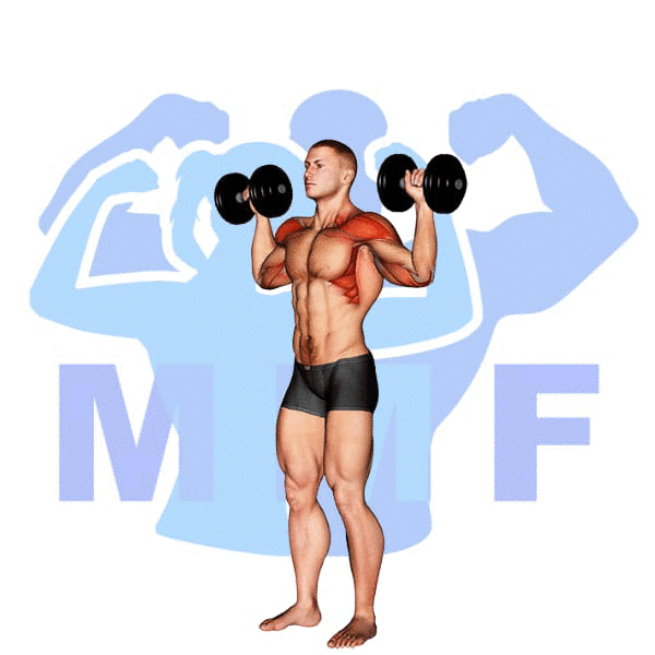 Man Performing Standing Dumbbell Military Press
