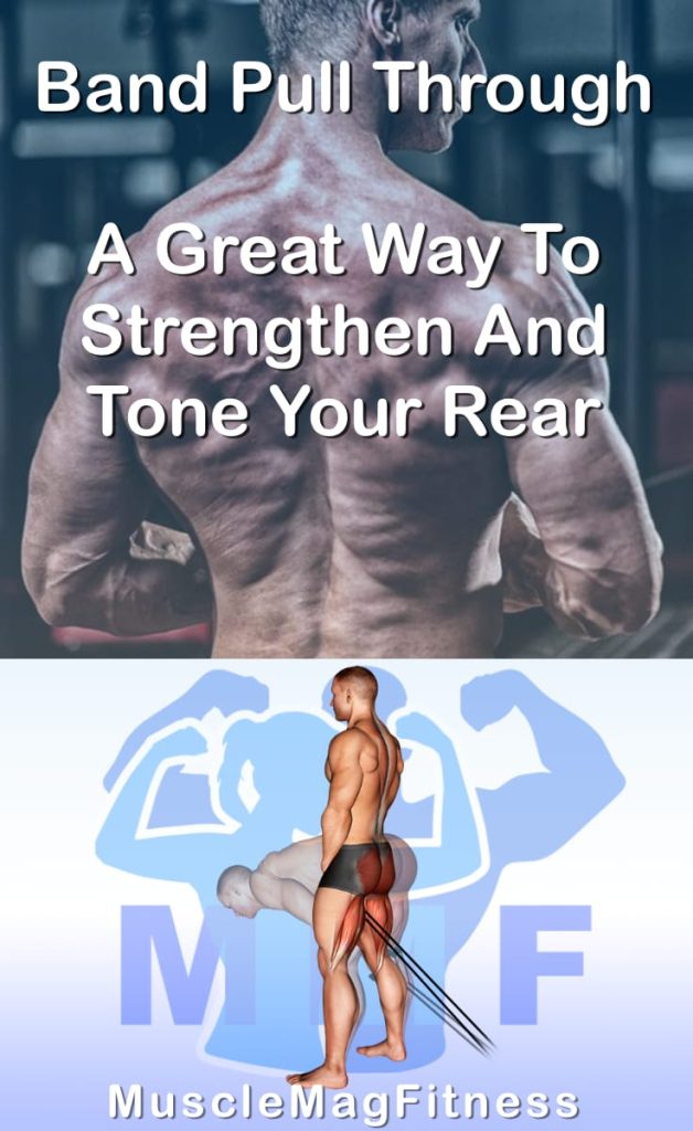 Pin image for band pull through post. With an image of a man performing the exercise on Top and a graphic of the exercise on the Bottom.