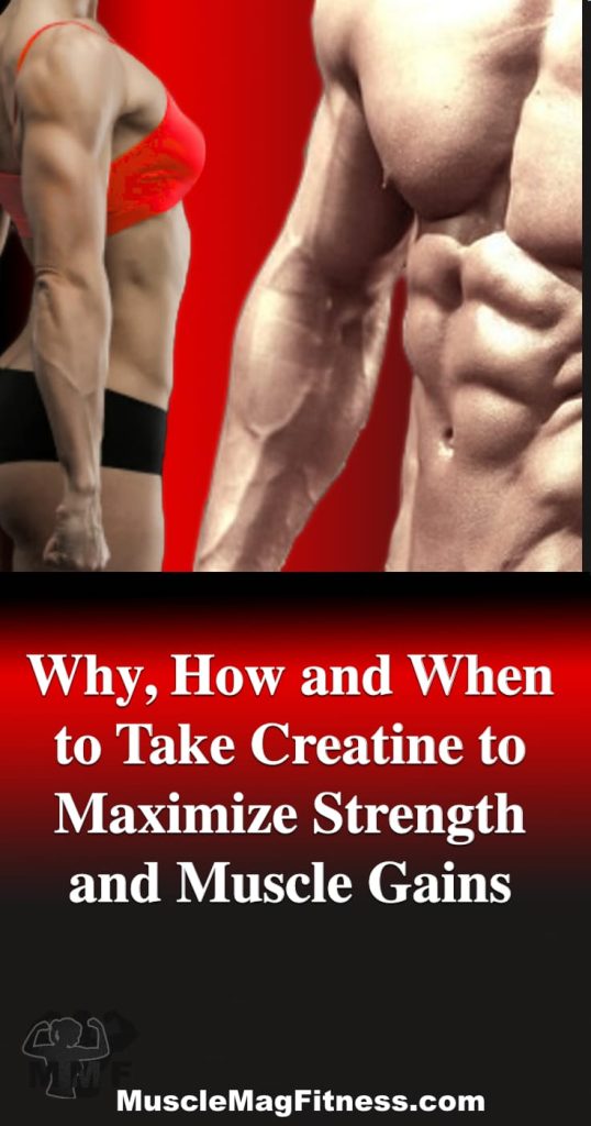 Pinterest image of Why, How, and When to Take Creatine to Maximize Strength and Muscle Gains - If you are like most people, you want to get the most out of your time, energy and money.  Effectiveness is especially important when you are taking supplements.  Here we will discuss why, how and when to take creatine for the maximum benefits.