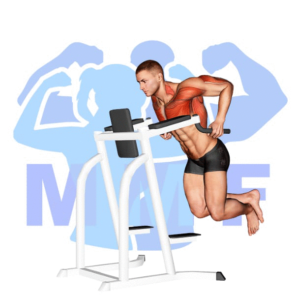 Graphic image of a fit man performing alternate cable triceps extensions.