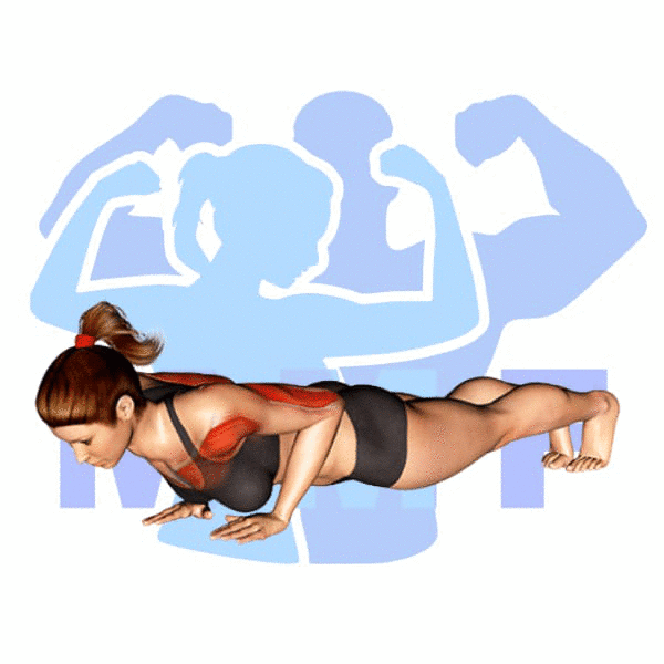 Graphic image of a fit woman performing Close Grip Push Up.