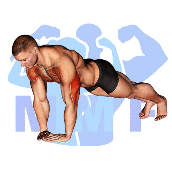 Graphic image of a muscular man performing Diamond Push Up.