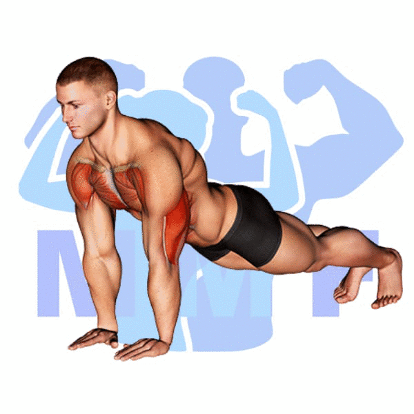 Graphic image of a muscular man performing Narrow Push Up.
