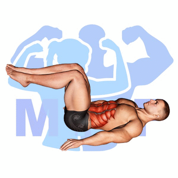 Graphic image of a muscular man performing Reverse Crunches.
