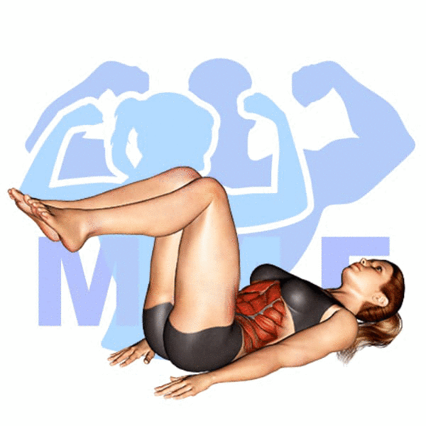 Graphic image of a fit woman performing Roll Ups.