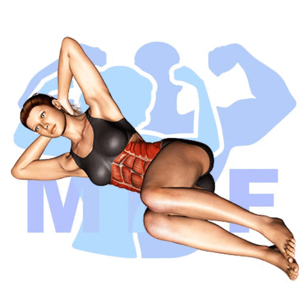 Graphic image of a fit woman performing Side Crunch.