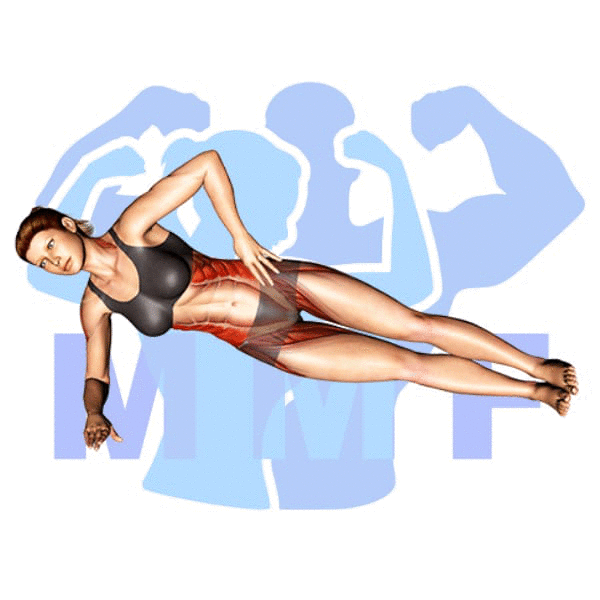 Graphic image of a fit woman performing Side Plank Hip Dip.