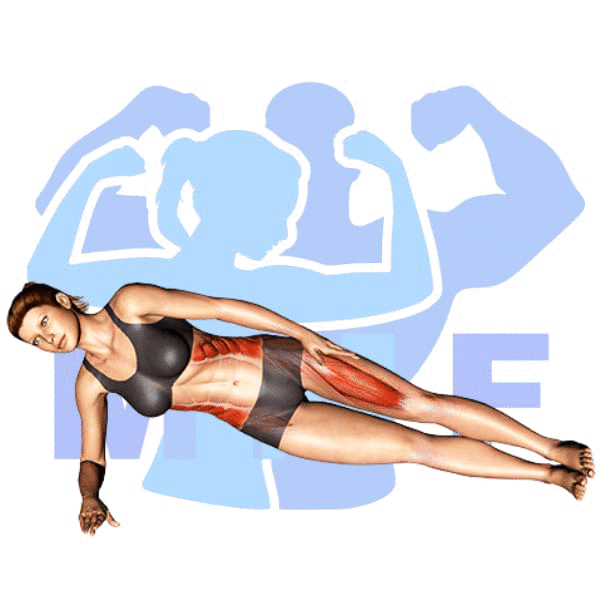 Graphic image of a fit woman performing Side Plank Leg Raise.