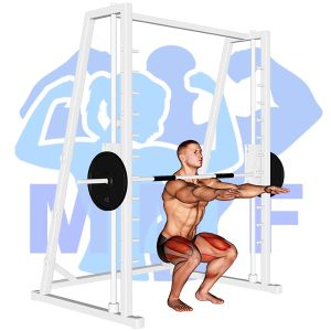 Graphic image of Smith Machine Frankenstein Squat.
