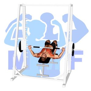 Graphic image of Smith Machine Wide Grip Decline Bench Press.