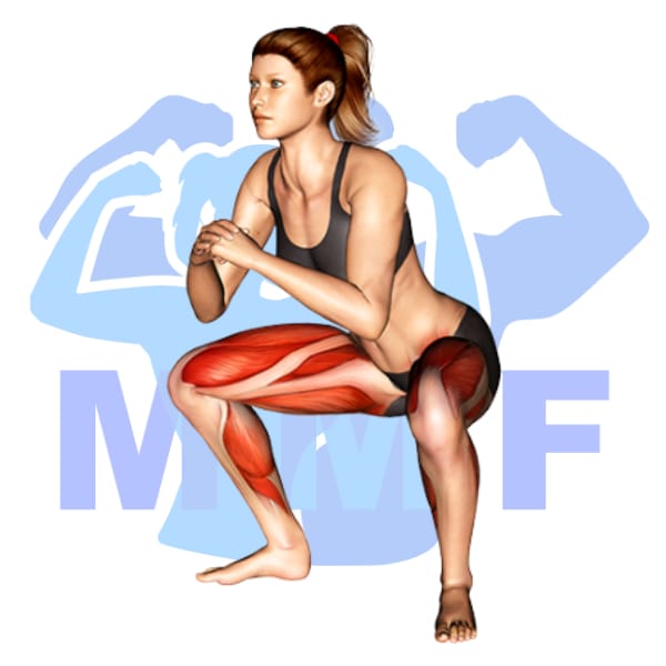Graphic image of a fit woman performing Squat Hold.