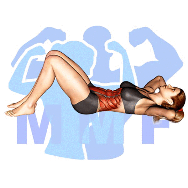 Graphic image of a fit woman performing Standard Crunch.