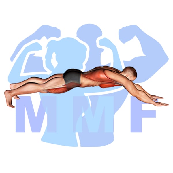 Graphic image of a muscular man performing Superman Push Up.