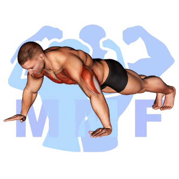 Graphic image of a fit man performing alternate cable triceps extensions.