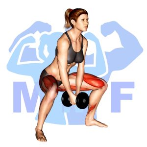 Graphic image of Dumbbell Clasp Grip Sumo Squat.