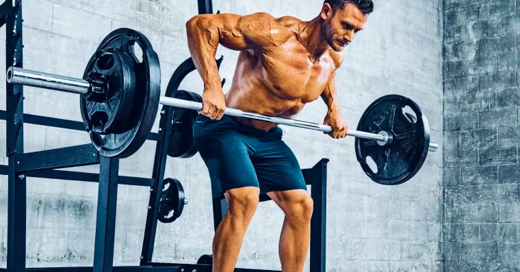 Man doing barbell bent over row