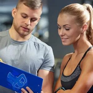 Fit Man and Woman Discussing MuscleMagFitness for Contacting us.