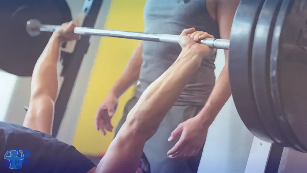 Texas Method Man Benching with Spotter