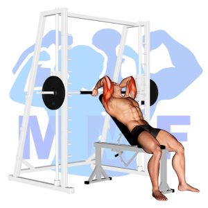 Graphic image of Smith Machine Incline Tricep Extension.
