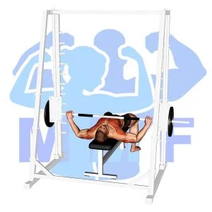 Graphic image of Smith Machine Wide Grip Bench Press.