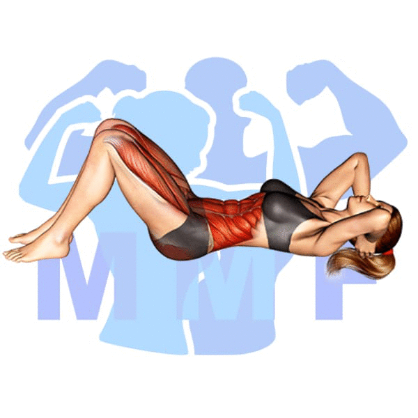 Graphic image of a fit woman performing Twist Crunch.
