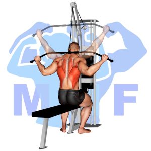 Graphic image of Wide Grip Rear Lat Pulldown.